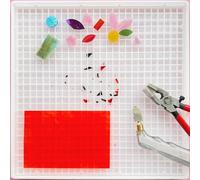 PALJOLLY Glass Cutting Mat, Detachable Waffle Grids Work Surface, Multi-use for Scoring and Cutting Glass, Catching Small Pieces of Glass Shards, Plant Saucer Tray(12''x12'')