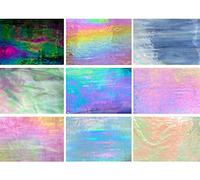Paljolly Stained Glass Sheets, 4" x 6" Rainbow Iridescent Colours for Stained Glass Projects and Mosaic Projects, 9 Pack