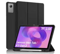 Palkitsee Case for Lenovo Idea Tab 11" 2025 / Tab K11 Gen 2 (TB-336ZU/TB-336FU) with Pencil Holder, Shockproof TPU Back Slim Trifold Stand Cover, Auto Sleep/Wake, Black