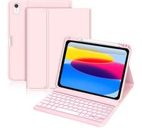 Palkitsee for iPad 11th 10th Generation Case with Keyboard - 7 Colors Backlit Wireless Detachable Folio Keyboard Cover with Pencil Holder for iPad 11-inch A16 2025 10th Gen 10.9 Inch 2022, Pink
