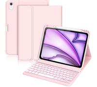 Palkitsee Keyboard Case Compatible with iPad Air 11-inch/Air 5th 4th Generation Case with Keyboard-Backlit Detachable, Folio Cover with Pencil Holder for Air 11" M3/M2 (2025/2024), Air 5/Air 4 (Pink)