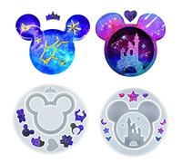Palksky 2 PCs Resin Molds for Cute Mouse Head Silicone Castle Bow Shaped Epoxy Casting Mold Christmas Resin Molds for DIY Keychain Hanging Pendant Jewelry Decorations
