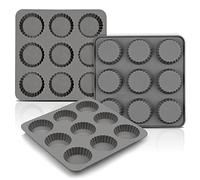 Palksky (3PCS) 9 Cup Bite Size Chocolate Almond Peanut Butter Cup Mold/Fat Bombs Snack Baking Pan/Mini Silicone Cookie Candy Mold for Brownie, Jello, truffle