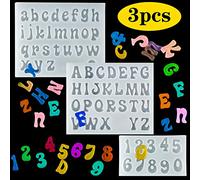 Palksky 3Pcs Mini Letter Resin Molds - Small Silicone Number Alphabet Epoxy Casting Mold for DIY Keychain Pendant Earring Jewelry, Gummy Candy Chololate Cake Decoration