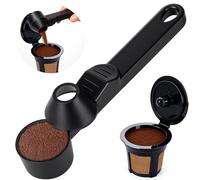 Palksky Coffee Scoop and Filter Cup for Keurig 1-Stream Refillable Coffee Pods, Reusable K Cup Filter for Single Serve Coffee Maker, 2 Tablespoon Slide Coffee Measuring Funnel Scooper