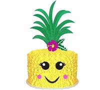 Palksky Glitter Big Pineapple Cake Topper Set With Eyes, Dimple, Mouth/Tropical Hawaiian Aloha Luau Themed Party Cake Decoration Supplies for Birthday Wedding Baby Shower(6.8x5.8inch)