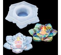 Palksky Lotus Tealight Candles Holders Resin Mold, Flower Candlestick Epoxy Casting Silicone Molds for DIY Jewelry Box, Trinket Container, Candy Box Home Table Decoration