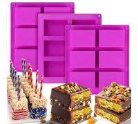 Palksky Rice Snacks Molds for Rice Krispies Treats Baking, 3pcs 6-Cavityrice Cereal Bars Trays for Crispy Treat Making, Candy Making Supplies for Chocolate Brownie Cornbread Pudding Butter Mould