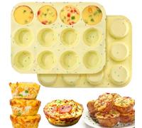 Palksky Silicone Egg Bite Molds, 2Pack 12-Cavity Muffin Pan for Baking, Tarts, Nonstick Cupcake Pan