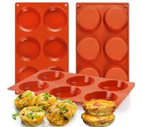 Palksky Silicone Egg Molds for Oven Baking, 3 Pcs 6-Cavity Silicone Egg Bite Molds for Breakfast Sandwiches, Non-Stick 3" Muffin Top Pans/Whoopie Pie Pan