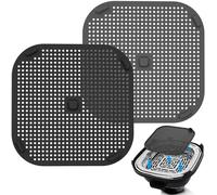 Palksky Silicone Splash Guard Mat for Ninja FN101 Airfryer, Heat Resistant Splatter Shield Replacement for Ninja Crispi Airfryer Accessories, 2-Pack, Black & Grey