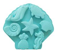 Palksky Under The Sea Silicone Cake Mold Ocean Animal Dolphin/Fish/Conch/Starfish/Sea Shell/Seahorse/Mermaid Tail Soap Mold for Bath Bomb Jelly Mousse Candy Chocolate Mold Random Color