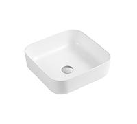 Pall Bathroom Square White Countertop Ceramic Basin Sink 390mm