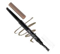 Palladio Brow Definer Retractable Pencil, Triangular Tip Fills Brows for a Natural Look, Tame and Shape Eyebrows with Spoolie Brush, Eyebrow Shaper, Buildable Light to Dark Colors, (Taupe)