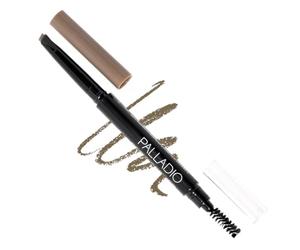 Palladio Brow Definer Retractable Pencil, Triangular Tip Fills Brows for a Natural Look, Tame and Shape Eyebrows with Spoolie Brush, Eyebrow Shaper, Buildable Light to Dark Colors, (Taupe)