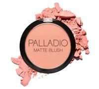 Palladio Matte Blush, Brushes onto Cheeks Smoothly, Soft Matte Look and Even Finish, Flawless Velvety Coverage, Effortless Blending Makeup, Flatters the Face, Convenient Compact, Peach Ice