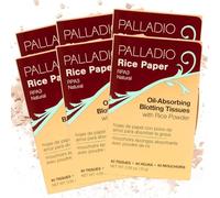 Palladio Rice Paper Facial Tissues for Oily Skin, Face Blotting Sheets Made from Natural Rice, Oil Absorbing Paper with Rice Powder, 2 Sided, Instant Results (Natural, Pack of 6)