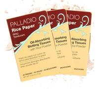 Palladio Rice Paper Facial Tissues for Oily Skin, Face Blotting Sheets Made from Natural Rice, Oil Absorbing Paper with Rice Powder, 2 Sided, Instant Results (Translucent, Pack of 3)