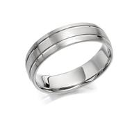 Palladium 500 Brushed Finish Banded Wedding Ring - 6mm - R1212-Z