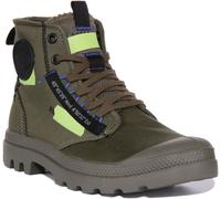 Palladium Durable Rubber Sole Hi Lace Up Womens Boots In Olive UK 4 - 12