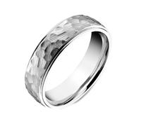 Palladium Satin Hammered 5mm Wedding Band - TITLE Palladium