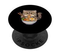 Pallas´s Cat Eats Ramen Noodles Japanese Vintage PopSockets Adhesive PopGrip