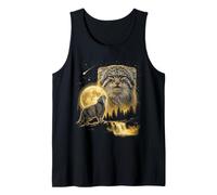 Pallas's Cat Howling to The Moon Meme Funny 90's Cat Lover Tank Top