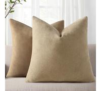 Pallene Decorative Chenille Throw Pillow Covers 20x20 Set of 2, Luxury Soft Velvet Pillow Covers for Sofa, Couch, Living Room - Khaki
