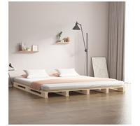 Pallet Bed Natural 140x190 cm Solid Pinewood Low-Profile Platform Rustic Slatted