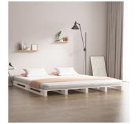 Pallet Bed Solid Pinewood White 140x200 cm Rustic Modern Low Frame Platform Base