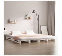 Pallet Bed Solid Pinewood White 200x200 cm Low Platform Rustic Modern Eco Finish