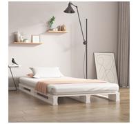 Pallet Bed Solid Pinewood White 90x200 cm Modern Low Profile Rustic Durable Cozy