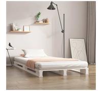Pallet Bed White 90x190 cm Solid Pinewood Single Frame Rustic Modern Low Profile