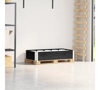 Pallet Collar Black 100x50cm Solid Pine Wood Stackable Foldable 21.5cm GalvHinge