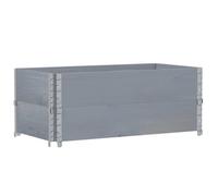 Pallet Collars 2 Pcs Grey 100x50 cm Solid Wood | Stackable, foldable, galvanised hinges, solid wood, rustic charm, raised bed use, space saving