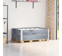 Pallet Collars 2pcs Grey 120x80cm Solid Pine Wood Stackable Foldable Rustic 41cm