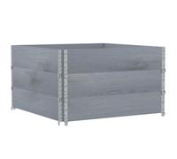 Pallet Collars 3 Pcs Grey 100x100 cm Solid Wood | Stackable,foldable,wood frame,galvanised hinges,raised bed use,storage and transport