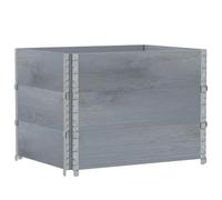 Pallet Collars 3 Pcs Grey 80x60 cm Solid Wood | Stackable,foldable,galvanised hinges,wood frame,raised bed,garden landscape,space saving