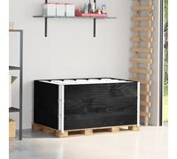 Pallet Collars 3pcs Black Solid Pine Wood 120x80cm Stackable Foldable 60.5cm Set