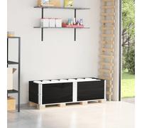 Pallet Collars Stackable Foldable 150x50cm Black Solid Pine Wood 2pcs Galv Hinge