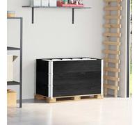 Pallet Collars Stackable Solid Pine Wood 100x50cm Black 3pc Foldable Galv Hinges