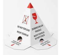 Pallet Cones / Stacking Protection Pyramid "Do Not Stack" - with Self-Adhesive Closure - Cardboard White with Red Print, Effective Stacking Protection, Eye-catching Load Securing (50)