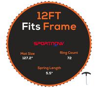 Pallet contains 11 units SPORTNOW Trampoline Mat with 72 V-Hooks, for 12ft Trampoline, Orange