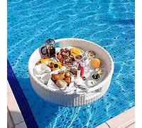 pallet, Deluxe Floating Tray for Pool, Rattan Stylish Tray on The Water, Creative Floating Bar & Table for Pool,Spas, Beaches(White)