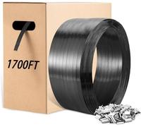 Pallet Strapping, 16mm x 520m PET Banding Strapping Kit, Heavy Duty Polyester Packaging Strapping Coil Roll with 100pcs Metal Semi Open Seals 400kg Break Strength, Poly Strapping for Pallet Packaging