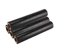 Pallet Stretch Shrink Wrap Cling Film - 20mu Thick Heavy Duty Strong Clear Packaging for Industrial, Luggage Wrap - Packaging Wrap - Furniture Wrapping - Stretch Wrap Roll (400mm x 250m, Black, 4)