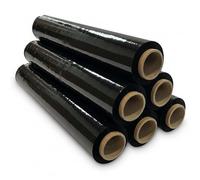 Pallet Stretch Wrap Roll | Water & Moisture Proof |Heavy Duty Plastic Luggage Shrink Wrap & Strong Industrial Cling Film for Removals & Warehouse Packaging (Black (400mm x 150m), 6 Rolls)
