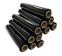 Pallet Stretch Wrap Roll | Water & Moisture Proof |Heavy Duty Plastic Luggage Shrink Wrap & Strong Industrial Cling Film for Removals & Warehouse Packaging (Black (400mm x 150m), 12 Rolls)