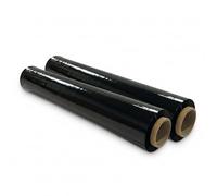 Pallet Stretch Wrap Roll | Water & Moisture Proof |Heavy Duty Plastic Luggage Shrink Wrap & Strong Industrial Cling Film for Removals & Warehouse Packaging (Black (400mm x 150m), 2 Rolls)