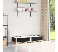 Pallet Top Frame, Black, 150 x 50 cm, Solid Pine Wood with Folding Galvanised Hinges, Stackable for Storage, Transport, Industry and Workshop, Versatile as Raised Bed